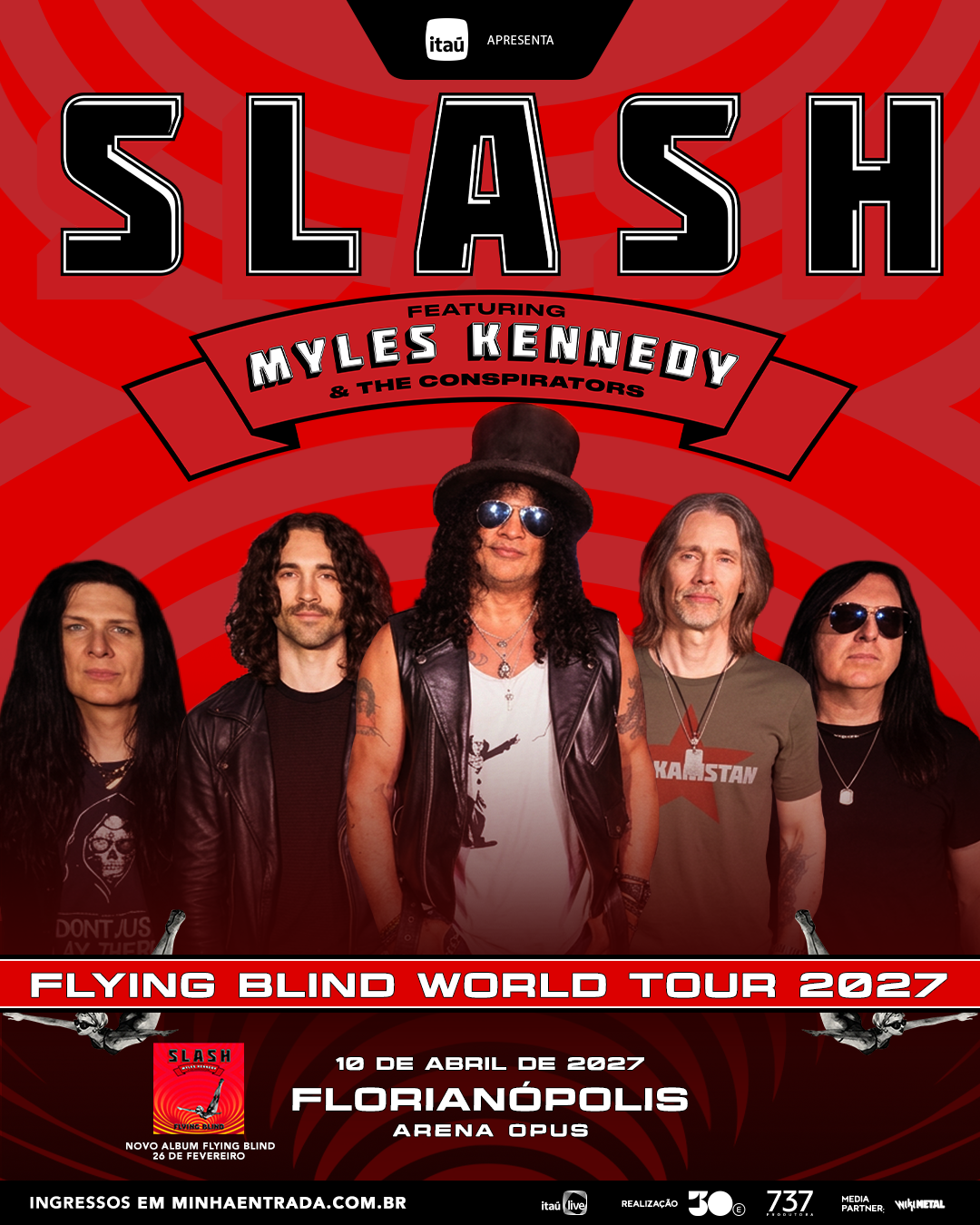 Após shows históricos com Guns N’ Roses, Slash retorna à Arena Opus com projeto solo 